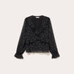 Blouse droite courte manches longues noir femme