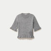 Pull col rond manches courtes gris clair femme