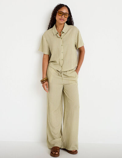 Pantalon large taille standard jaune femme