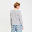 Pull col rond manches longues gris clair femme