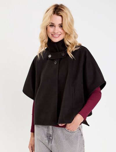 Poncho col am&eacute;ricain noir femme