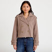 Trench court boutonn&eacute; taupe femme