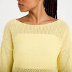 Pull ample ajour&eacute; manches longues jaune pastel femme