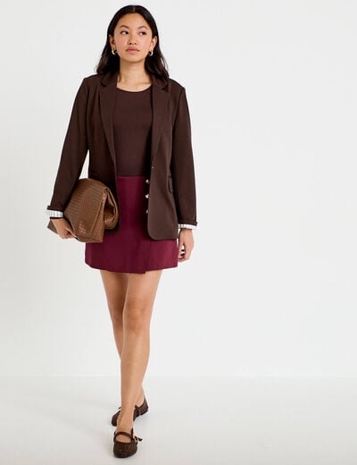 T-shirt uni &agrave; manches longues marron fonc&eacute; femme