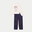 Pyjama manches longues bleu femme