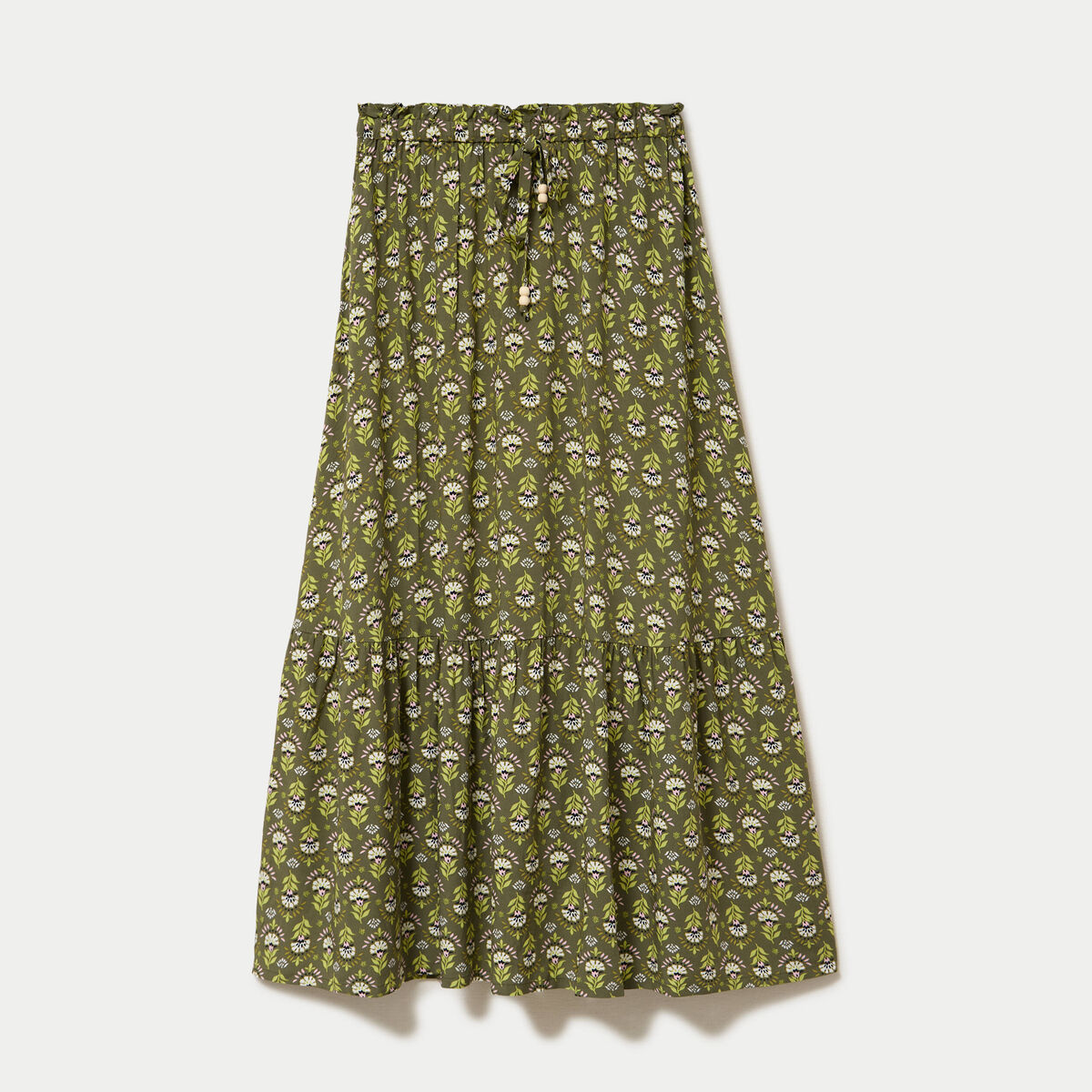 Jupe longue &eacute;vas&eacute;e vert femme