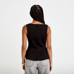 Top p&eacute;plum sans manches col rond noir femme