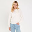 Pull oversize col avec noeud ecru femme