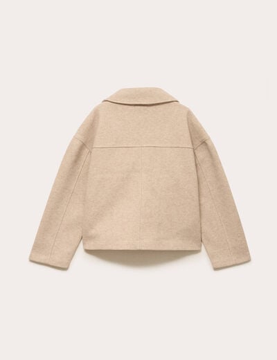 Caban court oversize col tailleur beige femme