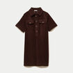Robe courte droite en velours coton marron fonc&eacute; femme