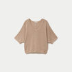 Pull ajour&eacute; col v manches courtes beige femme