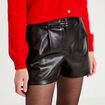 Short en similicuir noir femme