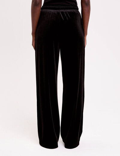 Pantalon large en velours noir femme