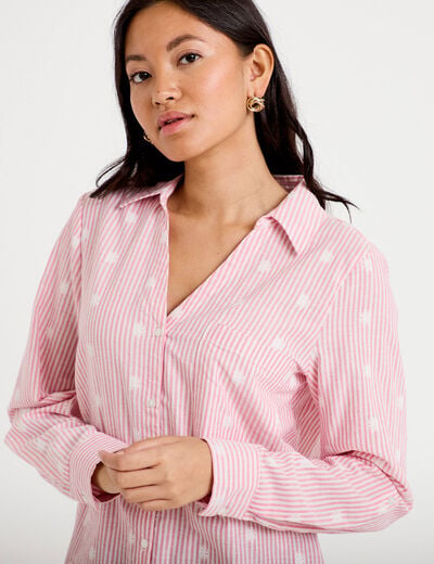 Chemise droite manches longues rouge femme