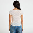 T-shirt ajust&eacute; dentelle col bateau ecru femme