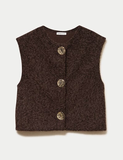 Gilet sans manches effet polaire marron fonc&eacute; femme