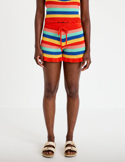 Short crochet rouge femme