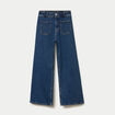 Jean wide leg cropped taille haute denim stone femme