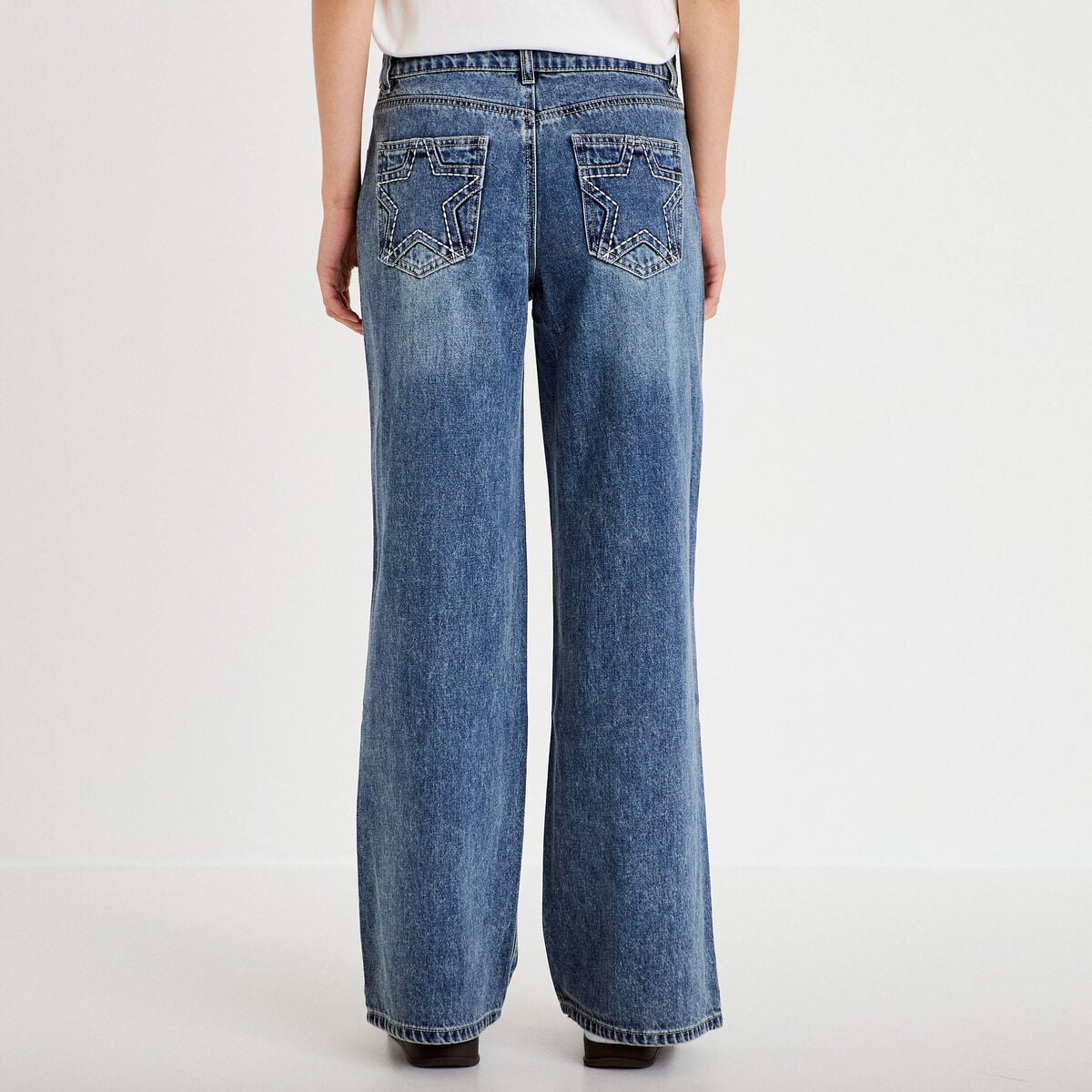 Jean wide leg taille basse denim triple stone femme