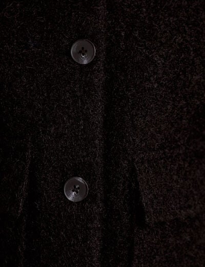 Veste droite bouclette col montant noir femme