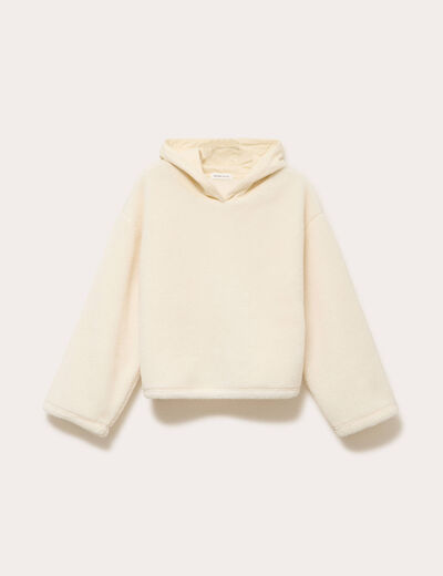 Sweat effet polaire ecru femme