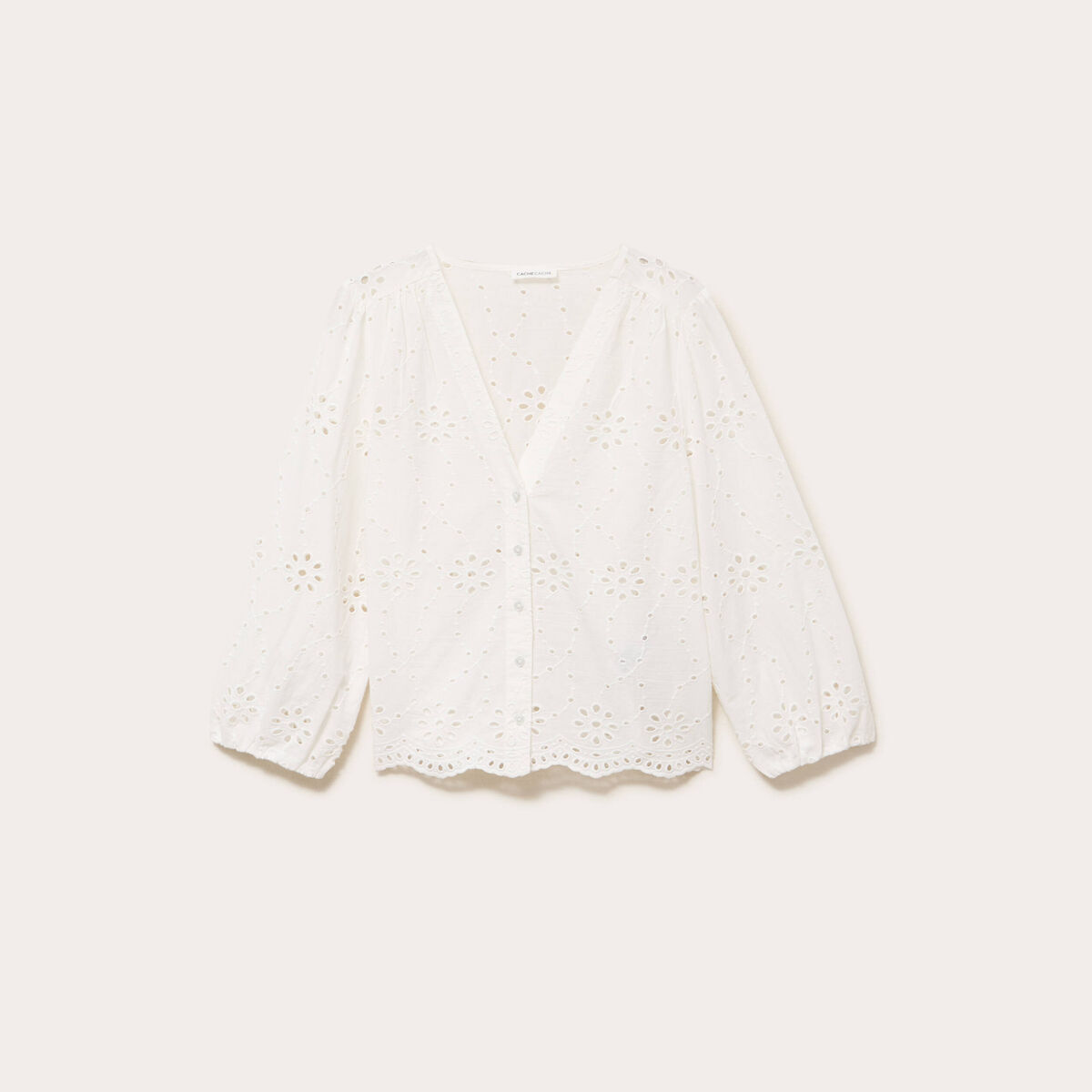 Blouse broderie anglaise ecru femme