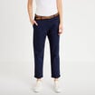 Pantalon chino 7/8&egrave;me bleu marine femme