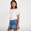 Jupe-short droite en jean denim double stone femme