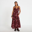 Robe longue &eacute;vas&eacute;e effet satin&eacute;e noir femme