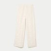 Pantalon large taille haute ecru femme