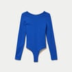 Body cintr&eacute; manches longues bateau bleu electrique femme
