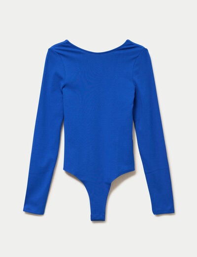 Body cintr&eacute; manches longues bateau bleu electrique femme