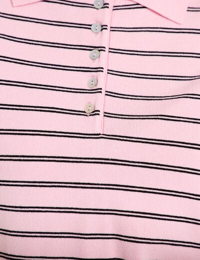 Polo manches courtes col chemise rose femme
