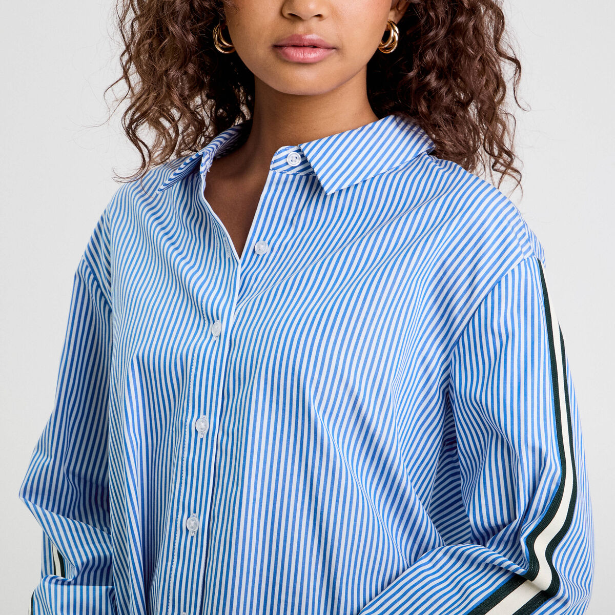 Chemise manches longues bleu femme
