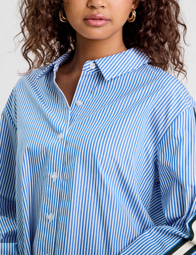 Chemise manches longues bleu femme