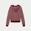 Gilet &agrave; capuche manches longues bordeaux femme