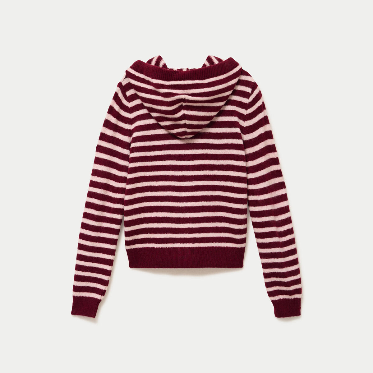 Gilet &agrave; capuche manches longues bordeaux femme