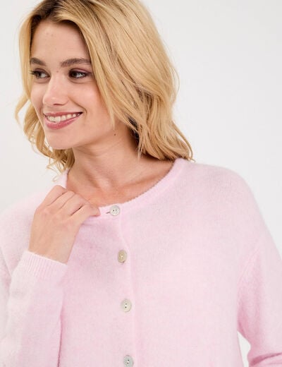 Gilet manches longues rose clair femme