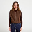 Veste sans manches effet polaire marron fonc&eacute; femme