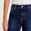 Jean skinny taille haute bleu fonc&eacute; femme