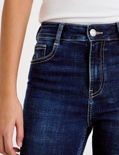 Jean skinny taille haute bleu fonc&eacute; femme