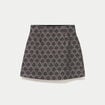Jupe-short trap&egrave;ze courte stretch gris femme