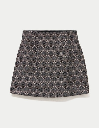 Jupe-short trap&egrave;ze courte stretch gris femme