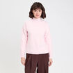 Pull col roul&eacute; manches longues rose clair femme