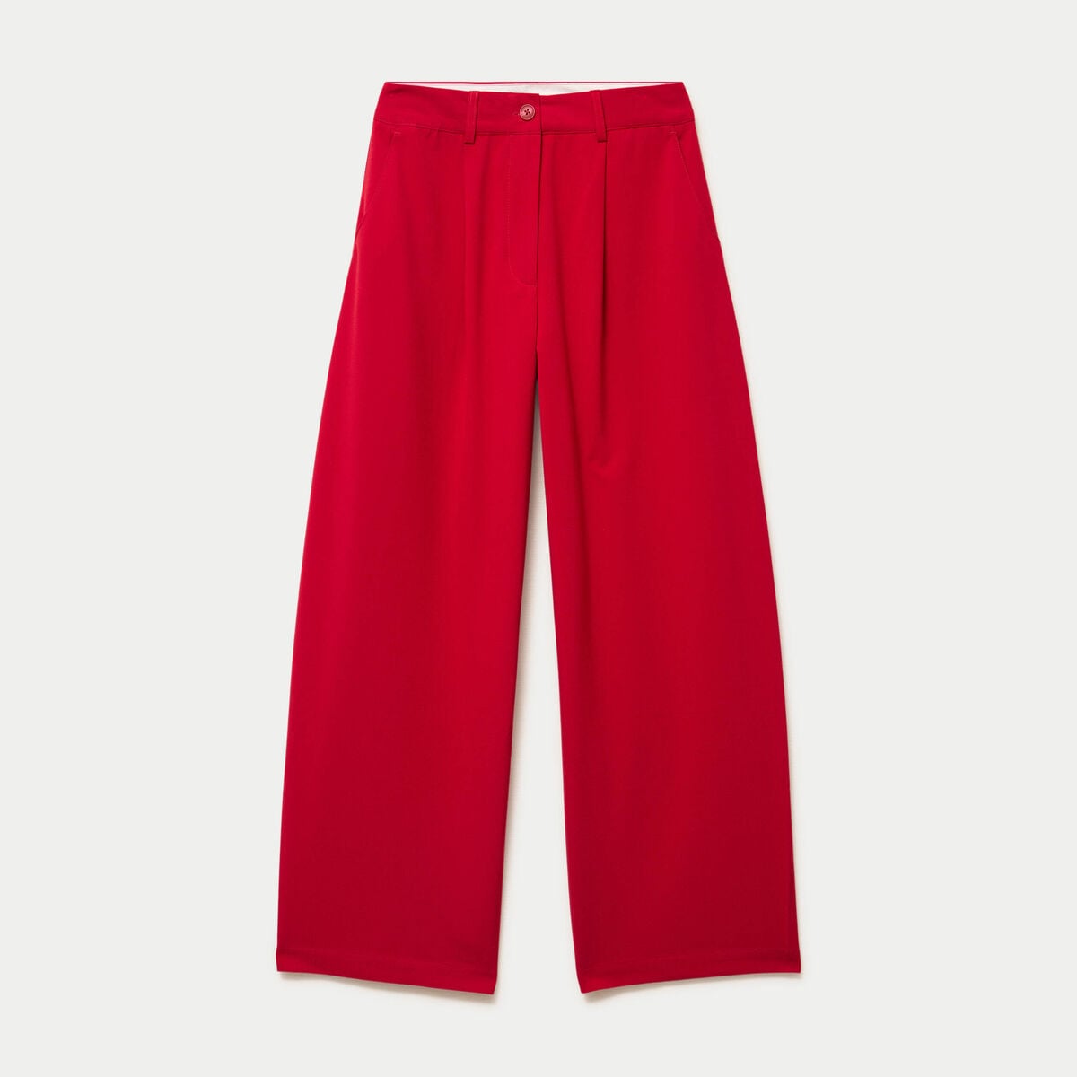 Pantalon barrel taille standard rouge femme