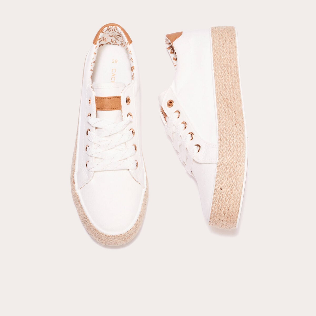 Baskets espadrilles plates ecru femme