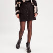 Jupe droite boutonn&eacute;e noir femme