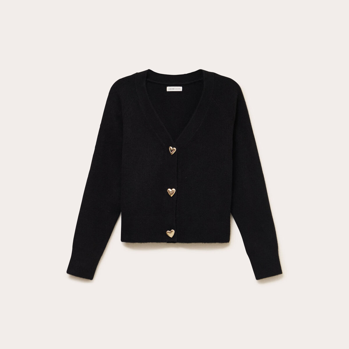 Gilet boutons coeur noir femme