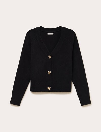 Gilet boutons coeur noir femme