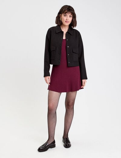 Robe tricot patineuse c&ocirc;tel&eacute;e bordeaux femme